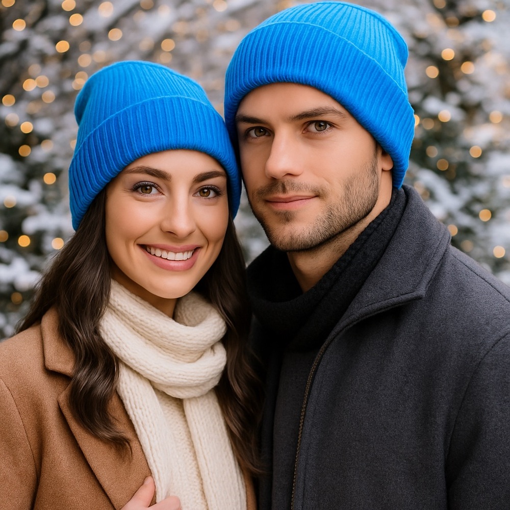 GRAY & BLUE Classic Knit Beanie